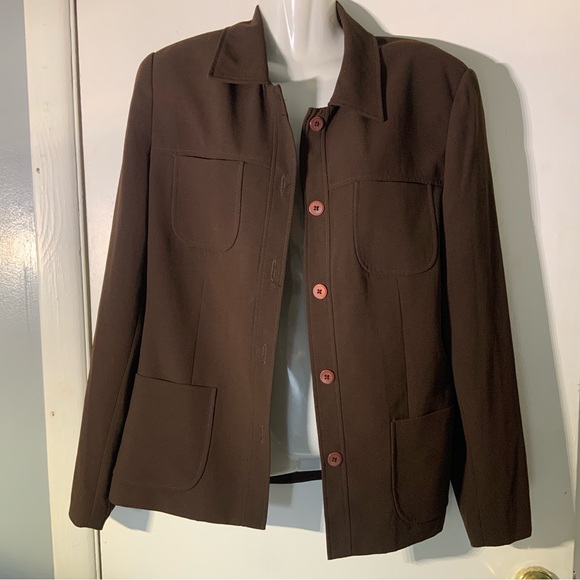 BOB MACKIE VINTAGE BROWN LEISURE SUIT STYLE BLAZER SUIT JACKET SZ 14 - Picture 5 of 7